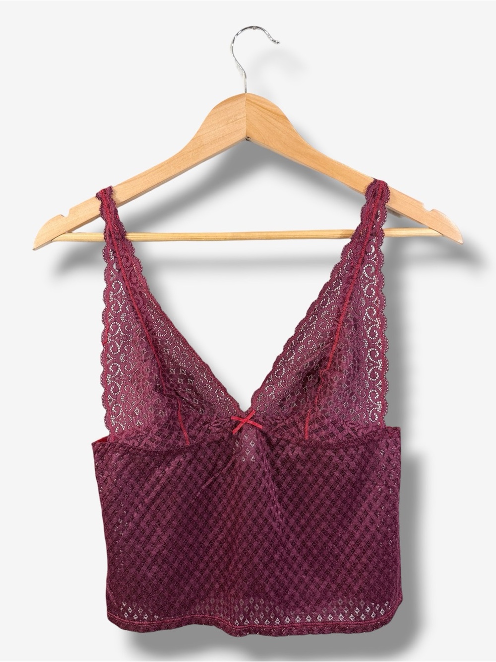 DKNY Lace Camisole Tank Size M Purple Wine Red V-Neck Adjustable Strap Y2K 90s